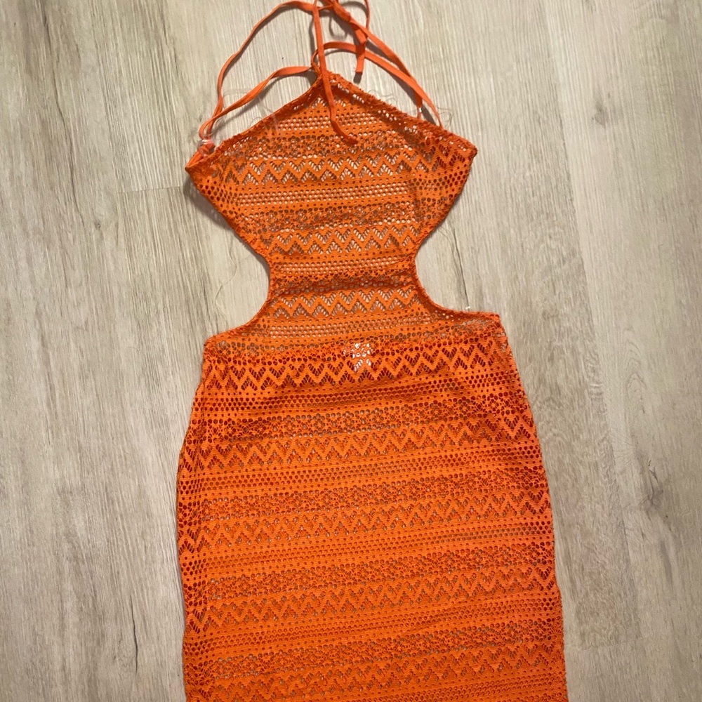 Orange Crochet Cover Up